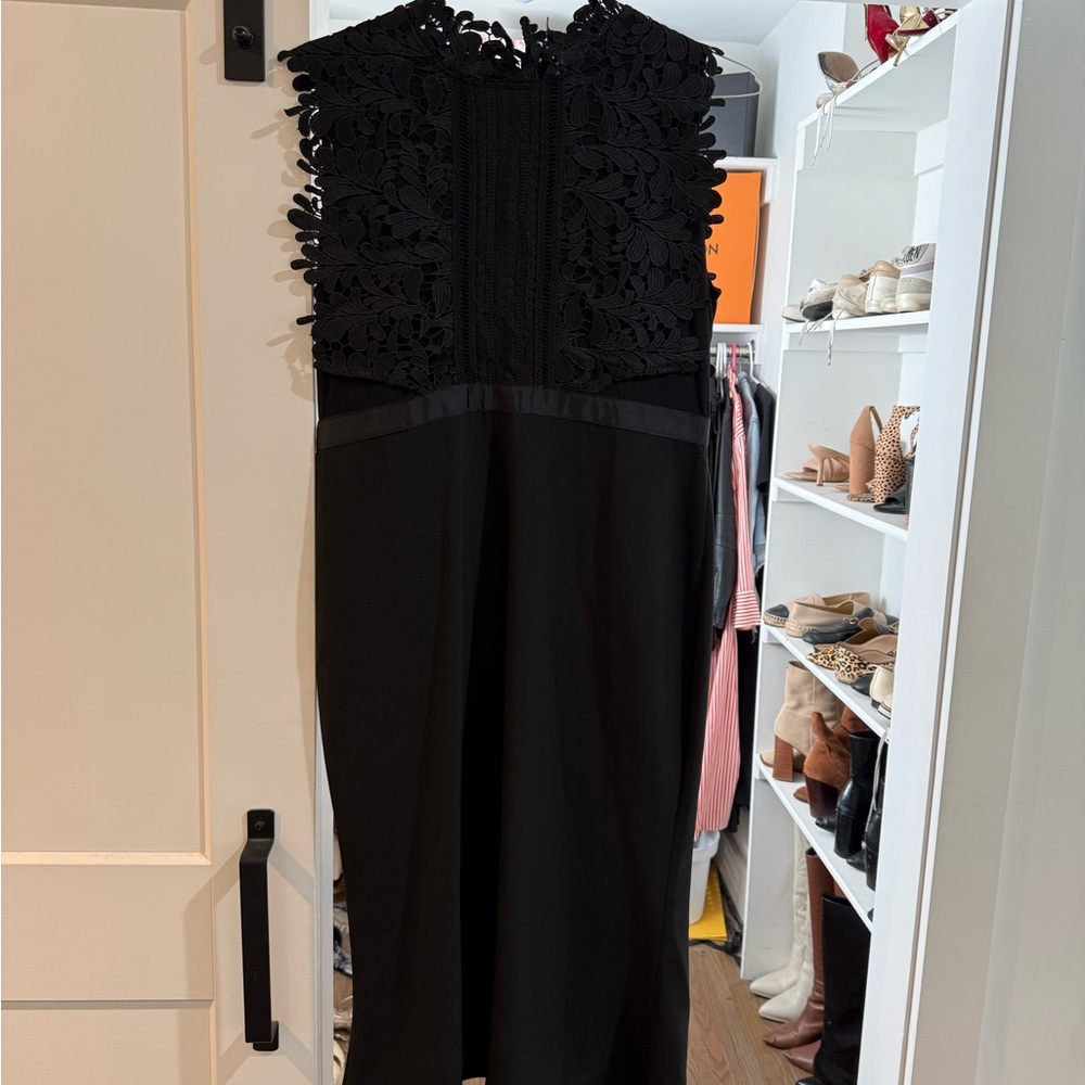 MISSLOOK Black Lace Bodice Sleeveless Midi Dress